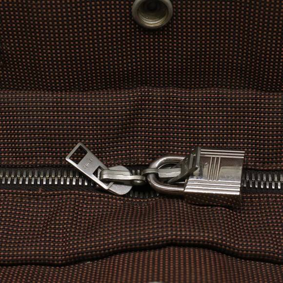 HERMES Her Line MM Hand Bag Canvas Brown Auth bs7825 - Picture 10 of 16